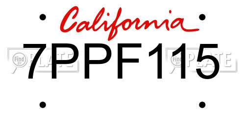 7PPF115 California License Plate