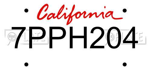 7PPH204 California License Plate