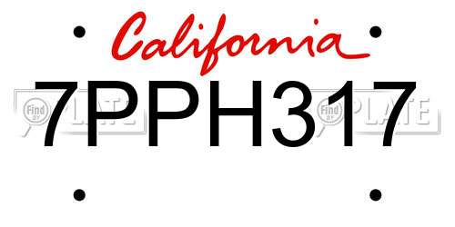 7PPH317 California License Plate