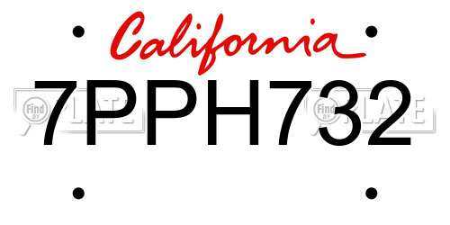 7PPH732 California License Plate