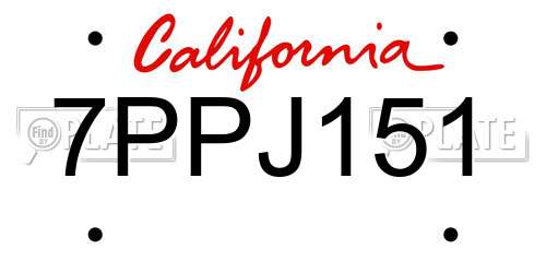 7PPJ151 California License Plate