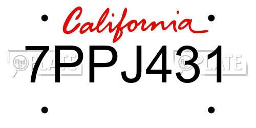 7PPJ431 California License Plate