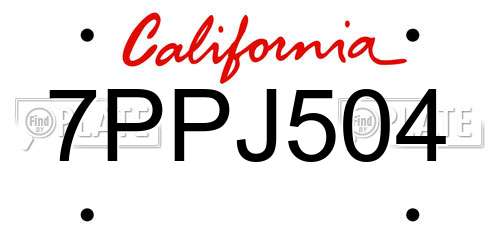 7PPJ504 California License Plate