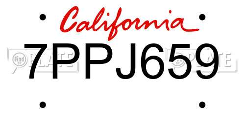 7PPJ659 California License Plate