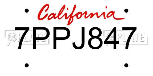7PPJ847 California License Plate
