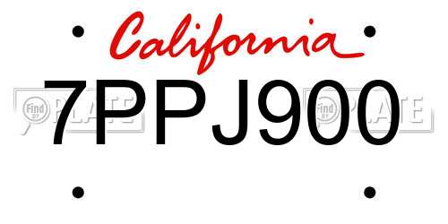 7PPJ900 California License Plate