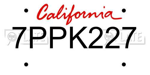 7PPK227 California License Plate