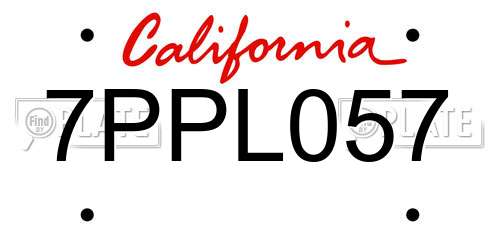 7PPL057 California License Plate
