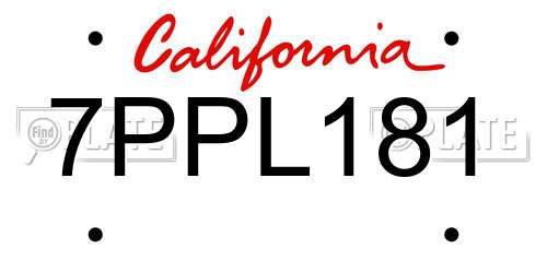 7PPL181 California License Plate