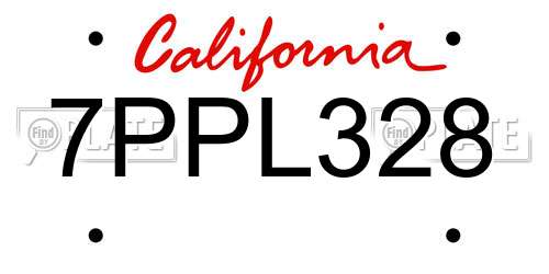 7PPL328 California License Plate