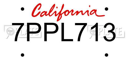 7PPL713 California License Plate