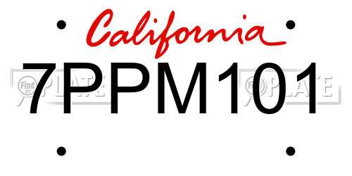 7PPM101 California License Plate