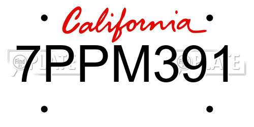7PPM391 California License Plate
