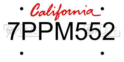 7PPM552 California License Plate