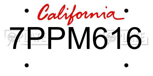 7PPM616 California License Plate