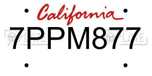 7PPM877 California License Plate