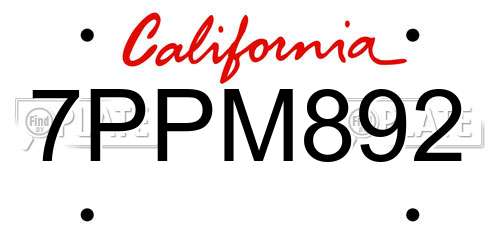 7PPM892 California License Plate