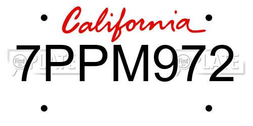 7PPM972 California License Plate