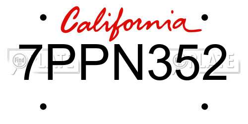 7PPN352 California License Plate
