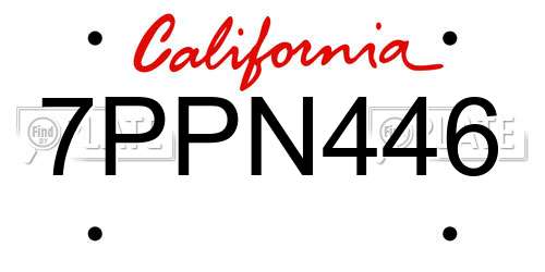 7PPN446 California License Plate