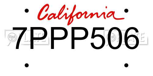 7PPP506 California License Plate