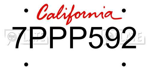 7PPP592 California License Plate