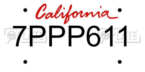 7PPP611 California License Plate