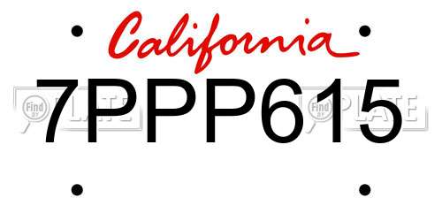 7PPP615 California License Plate