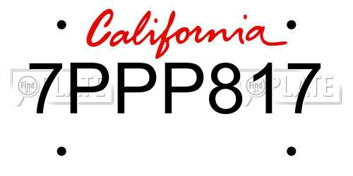 7PPP817 California License Plate