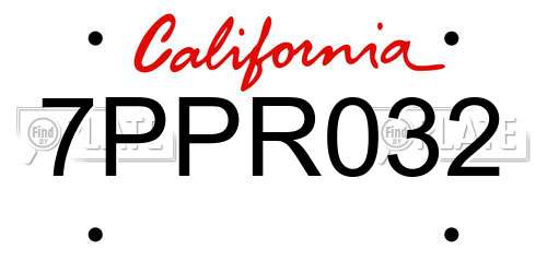 7PPR032 California License Plate