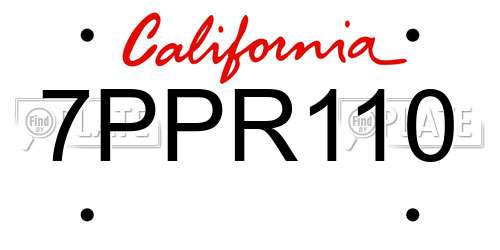 7PPR110 California License Plate