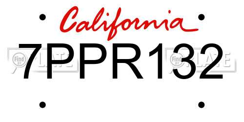 7PPR132 California License Plate