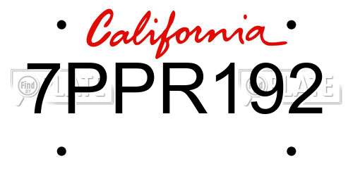 7PPR192 California License Plate
