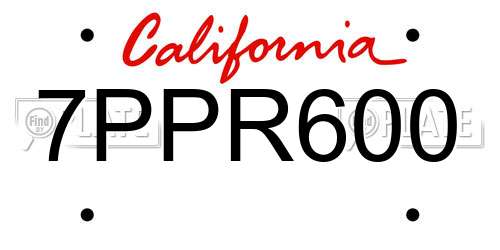 7PPR600 California License Plate