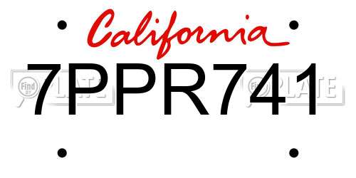 7PPR741 California License Plate