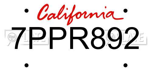 7PPR892 California License Plate