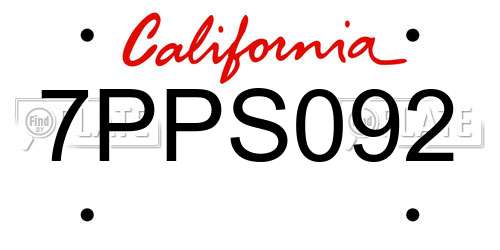 7PPS092 California License Plate