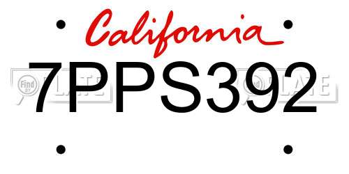 7PPS392 California License Plate