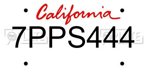 7PPS444 California License Plate