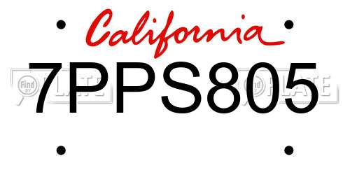 7PPS805 California License Plate