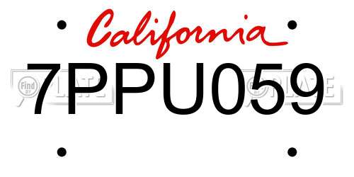 7PPU059 California License Plate