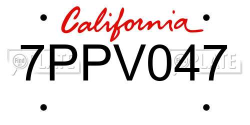 7PPV047 California License Plate