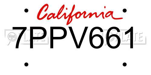 7PPV661 California License Plate