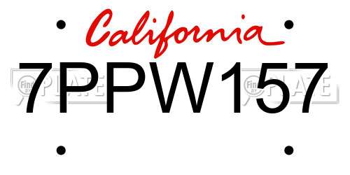 7PPW157 California License Plate