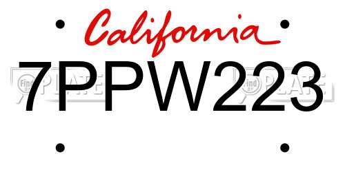 7PPW223 California License Plate