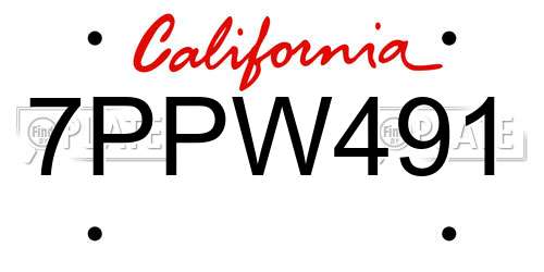 7PPW491 California License Plate