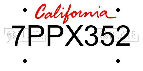 7PPX352 California License Plate