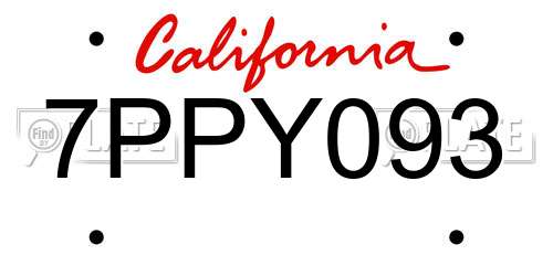 7PPY093 California License Plate