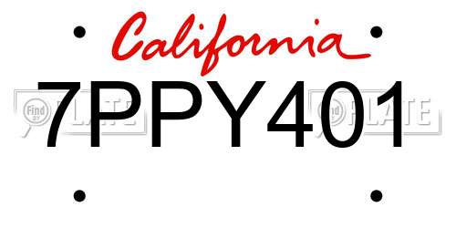 7PPY401 California License Plate