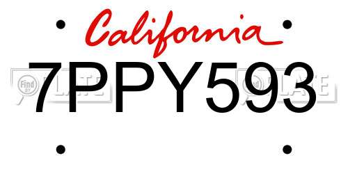 7PPY593 California License Plate